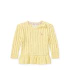 Ralph Lauren Cable Cotton Peplum Sweater Wicket Yellow 3m