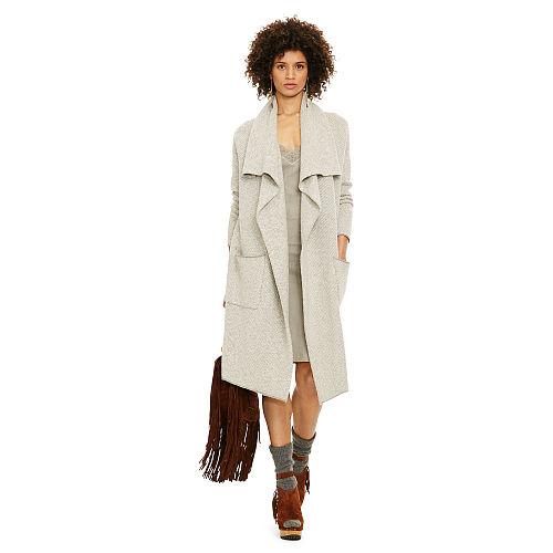 Polo Ralph Lauren Wool-cashmere Draped Cardigan Grey Tweed
