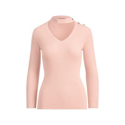 Ralph Lauren Mockneck Cutout Sweater Pale Rose