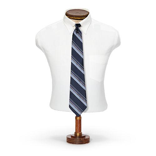 Ralph Lauren Rrl Handmade Striped Silk Tie Navy Blue White