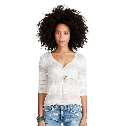 Ralph Lauren Denim & Supply Lace Henley Antique Cream