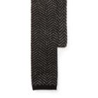 Ralph Lauren Zigzag Knit Linen-cotton Tie Charcoal