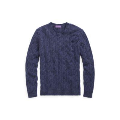 Ralph Lauren Cable-knit Cashmere Sweater Squadron Blue Heather