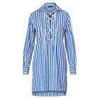 Polo Ralph Lauren Striped Poplin Lace-up Dress 269 Regatta/ White