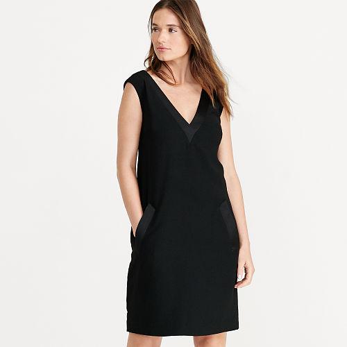 Ralph Lauren Lauren Crepe V-neck Shift Dress Black
