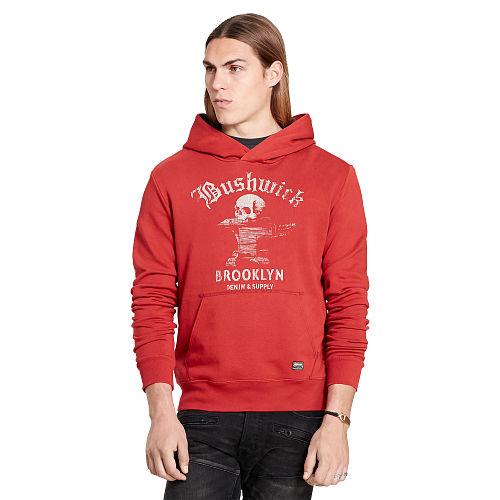 Ralph Lauren Denim & Supply French Terry Graphic Hoodie Sportsman Orange Bushwick