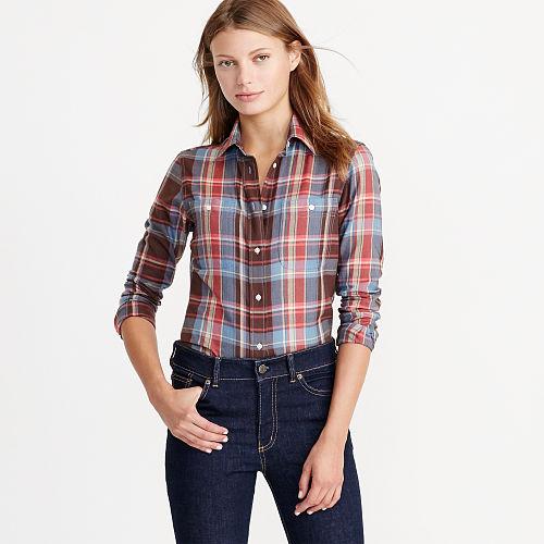 Ralph Lauren Lauren Petite Plaid Cotton Twill Shirt Multi