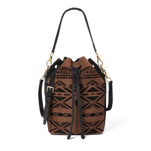 Ralph Lauren Laser-cut Suede Drawstring Bag Black