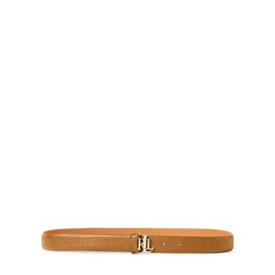 Ralph Lauren Carrington Leather Skinny Belt Field Brown
