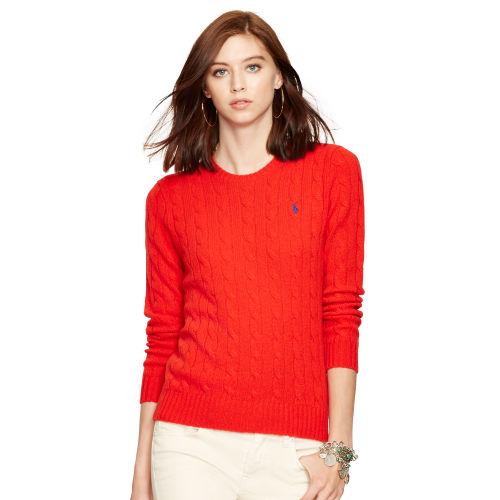 Polo Ralph Lauren Cable Knit Crewneck Sweater Native Red
