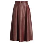 Ralph Lauren Carlotta Leather A-line Skirt Oxblood