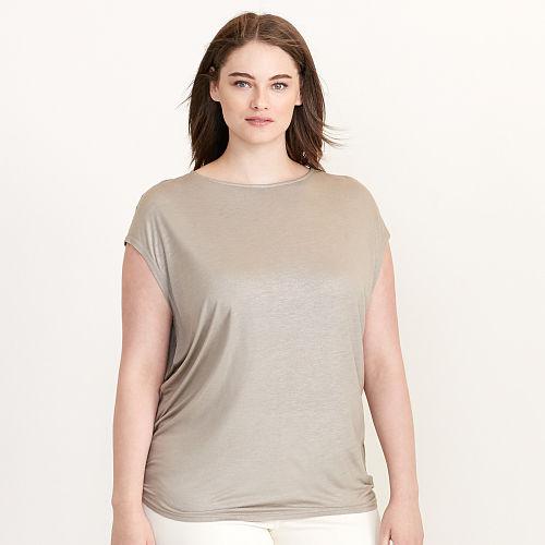 Ralph Lauren Lauren Woman Metallic Jersey Tee Winter Champagne