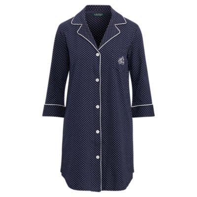 Ralph Lauren Cotton Sleep Shirt Navy/white