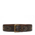 Ralph Lauren Studded Vachetta Belt Dark Brown
