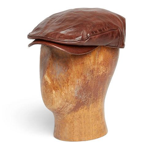 Ralph Lauren Rrl Calfskin Driving Cap Worn Brown
