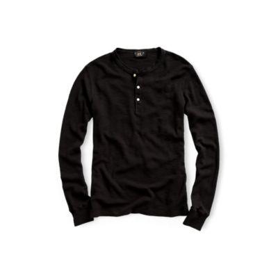 Ralph Lauren Waffle-knit Cotton Henley Faded Black Canvas