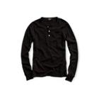Ralph Lauren Waffle-knit Cotton Henley Faded Black Canvas