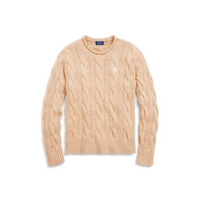 Ralph Lauren Boxy Cable Cotton Sweater Camel Melange