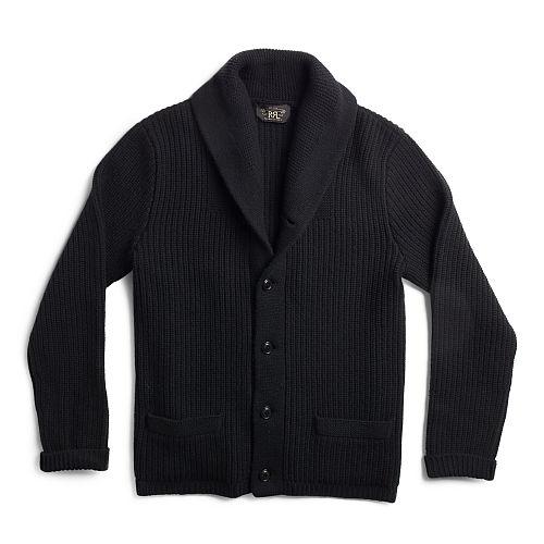 Ralph Lauren Rrl Cashmere Shawl-collar Cardigan Black