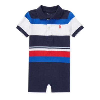 Ralph Lauren Striped Cotton Polo Shortall Cruise Navy Multi 9m