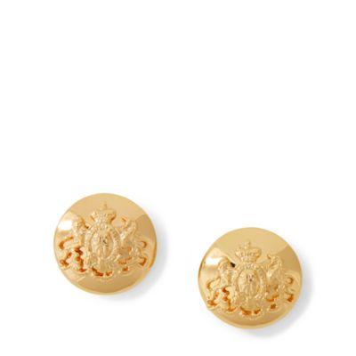 Ralph Lauren Crest Stud Earrings Gold