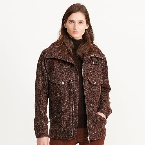 Ralph Lauren Lauren Wool Herringbone Jacket Brown/tan