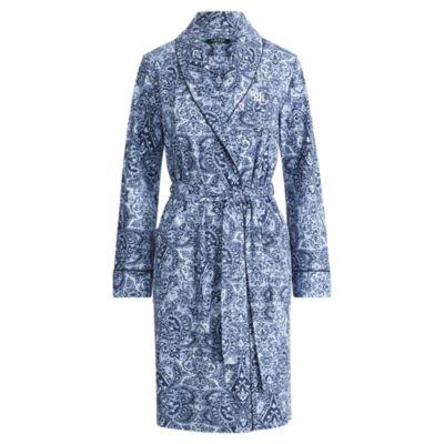 Ralph Lauren Cotton Shawl-collar Robe Navy Paisley