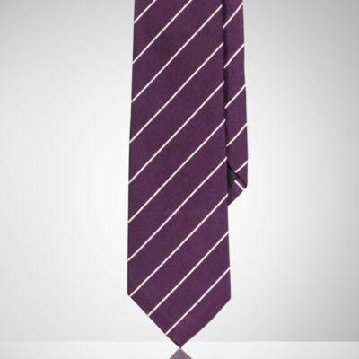 Ralph Lauren Striped Silk Satin Tie Dark Purple