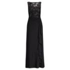 Ralph Lauren Ruffled Embroidered Gown Blk/blk/blk Shine