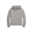 Ralph Lauren Cable-knit Cashmere Hoodie Classic Light Grey Heathe