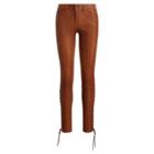 Ralph Lauren Lace-up Stretch Leather Pant Dark Amber