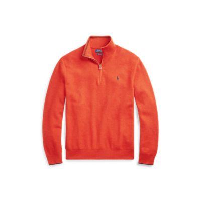 Ralph Lauren Cotton Half-zip Sweater College Orange Heather