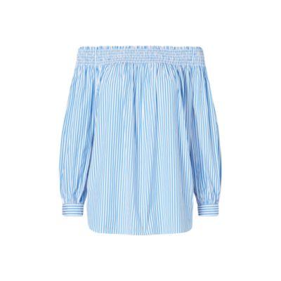Ralph Lauren Striped Off-the-shoulder Top 303f Blue/white