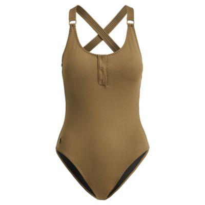 Ralph Lauren Henley One-piece Swimsuit Olive