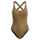 Ralph Lauren Henley One-piece Swimsuit Olive