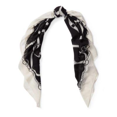 Ralph Lauren Bridle-print Wool-blend Scarf Black/cream Belts