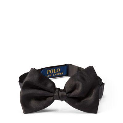 Ralph Lauren Pre-tied Silk Bow Tie Black Satin