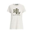 Ralph Lauren Striped Logo T-shirt Cream/admiral Green