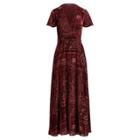 Ralph Lauren Burn-out Velvet Wrap Maxidress Maroon