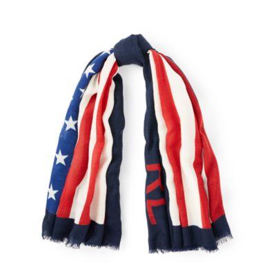 Ralph Lauren Flag Wool Scarf Navy