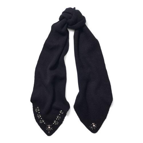 Ralph Lauren Lauren Jeweled Wool-blend Scarf Black/jet & Smoke