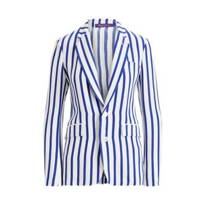 Ralph Lauren Yvette Striped Silk Jacket Shirting Stripe Chalk Mul