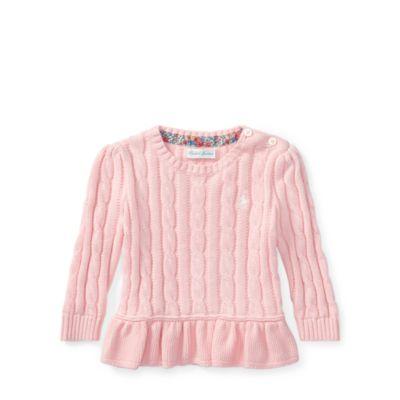 Ralph Lauren Cable-knit Peplum Sweater Powder Pink 3m