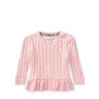 Ralph Lauren Cable-knit Peplum Sweater Powder Pink 3m