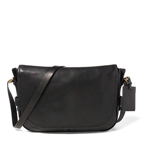 Polo Ralph Lauren Leather Messenger Bag Black