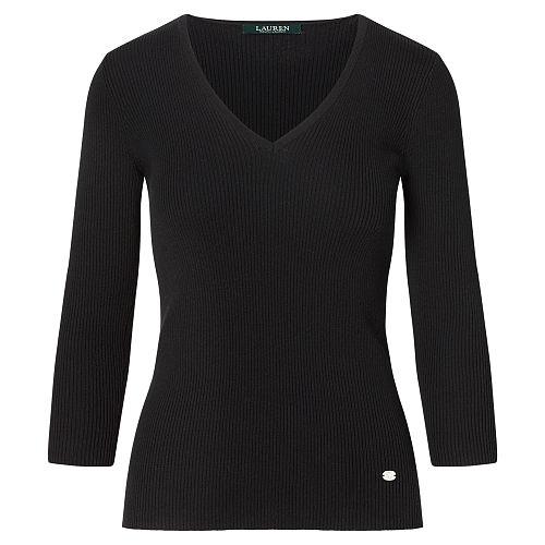 Ralph Lauren Lauren Ribbed Cotton Sweater Polo Black