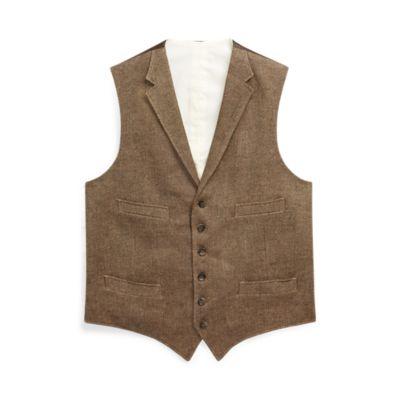Ralph Lauren Basket-weave Linen Vest Brown/tan