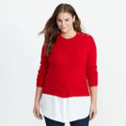 Ralph Lauren Lauren Woman Layered Wool Sweater Brilliant Red