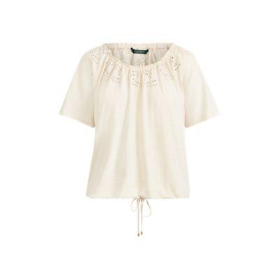 Ralph Lauren Embroidered Jersey Top Parchment