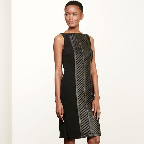 Ralph Lauren Lauren Leather-panel Sheath Dress Black
